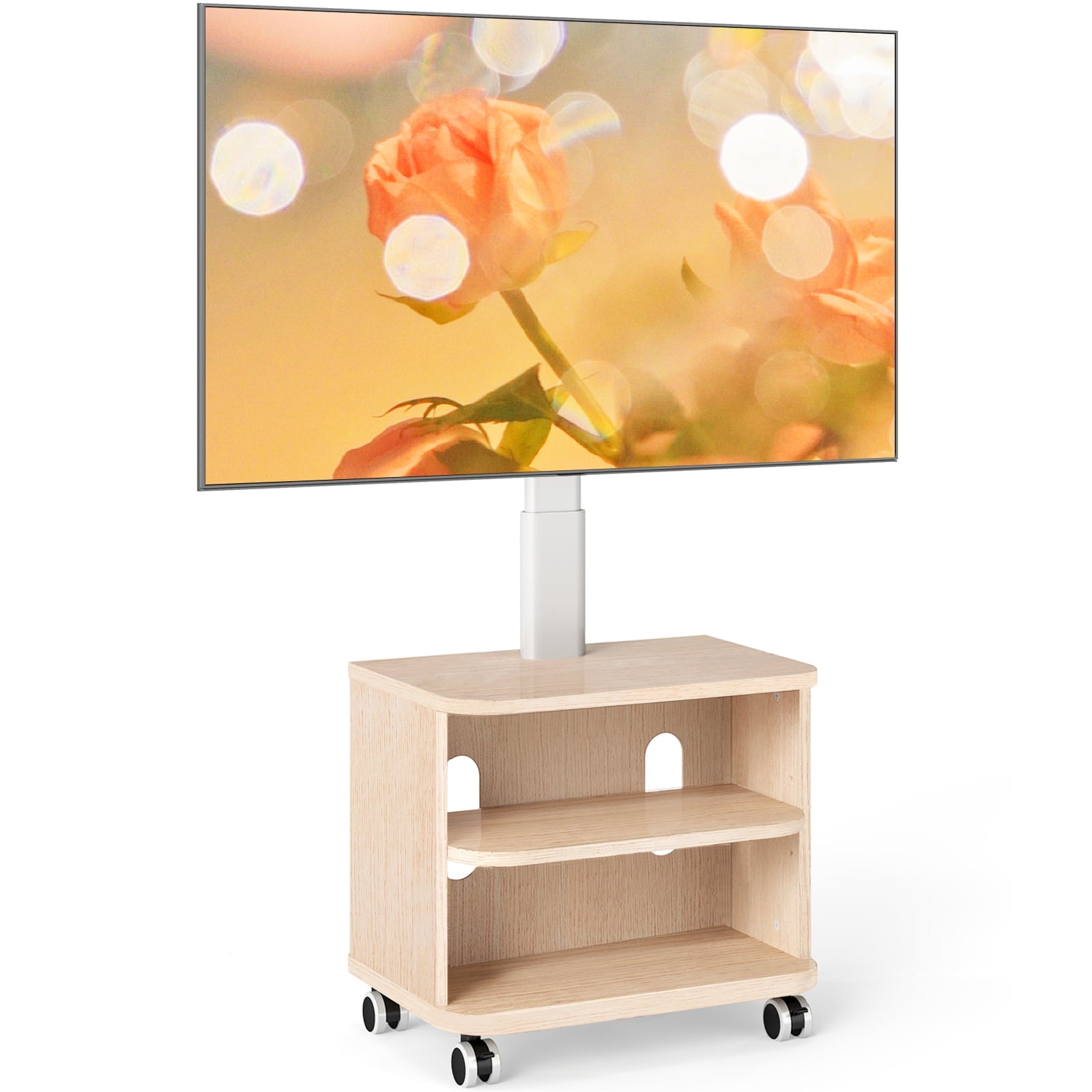 TAVR Furniture Rolling TV Stand with Wheels for 23-65 inch Screen, Universal Swivel Adjustable Storage TV Stand with Mount