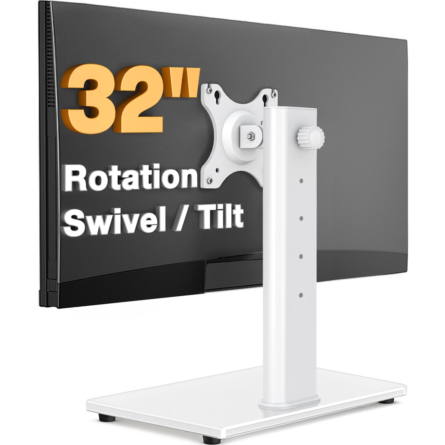 TAVR Furniture 360° Rotatable Table Top TV Stand for 13-32 inch TVs, 44 lbs Capacity, VESA 75x75mm 100x100mm, White