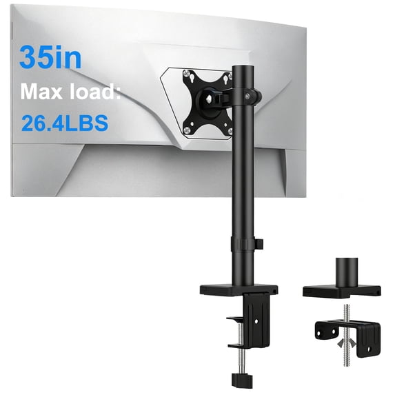  TAVR Furniture Single Monitor Desk Mount Arm for 17-35 in Screens, Security Lock Freestanding Full-Motion Monitor Mount