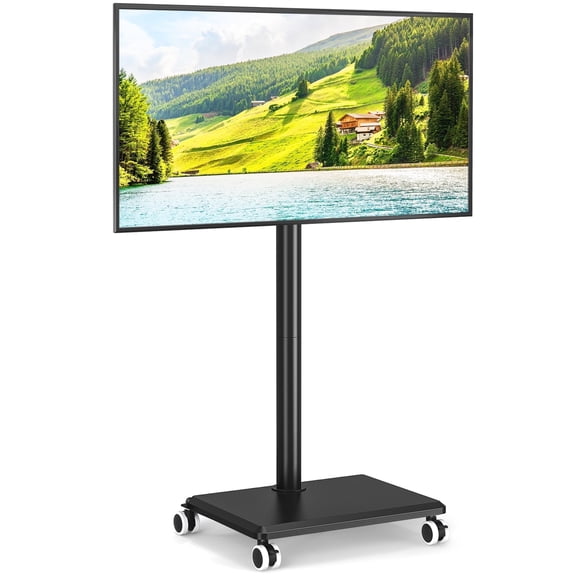 TAVR Furniture Universal Rolling TV Stand Swivel Mount for 32-60 inch Screens, Height Adjustable Corner Wall Mount TV Stand with Wheels, Black