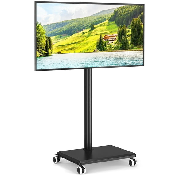 TAVR Furniture Universal Rolling TV Stand Swivel Mount for 32-60 inch Screens, Height Adjustable Corner Wall Mount TV Stand with Wheels, Black