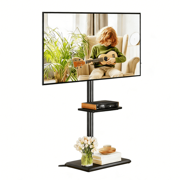 TAVR Furniture Universal Swivel TV Stand with Mount for 32-60 inch Screen, Floor TV Stand Height Adjustable for Living Room, Black