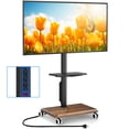 thumbnail image 1 of TAVR Mobile TV Stand with Power Outlet & Swivel Mount, Height Adjustable Rolling Cart for 32-60 inch TVs up to 88 lbs, Tiger Wood, 1 of 8
