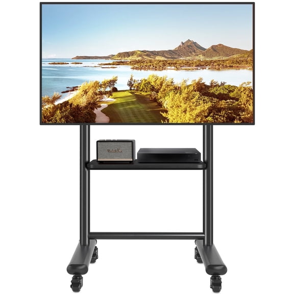 TAVR Furniture Modern Large Rolling TV Cart for 50 to 92 inch Flat Panel Screen TVs, Holds up to 200lbs