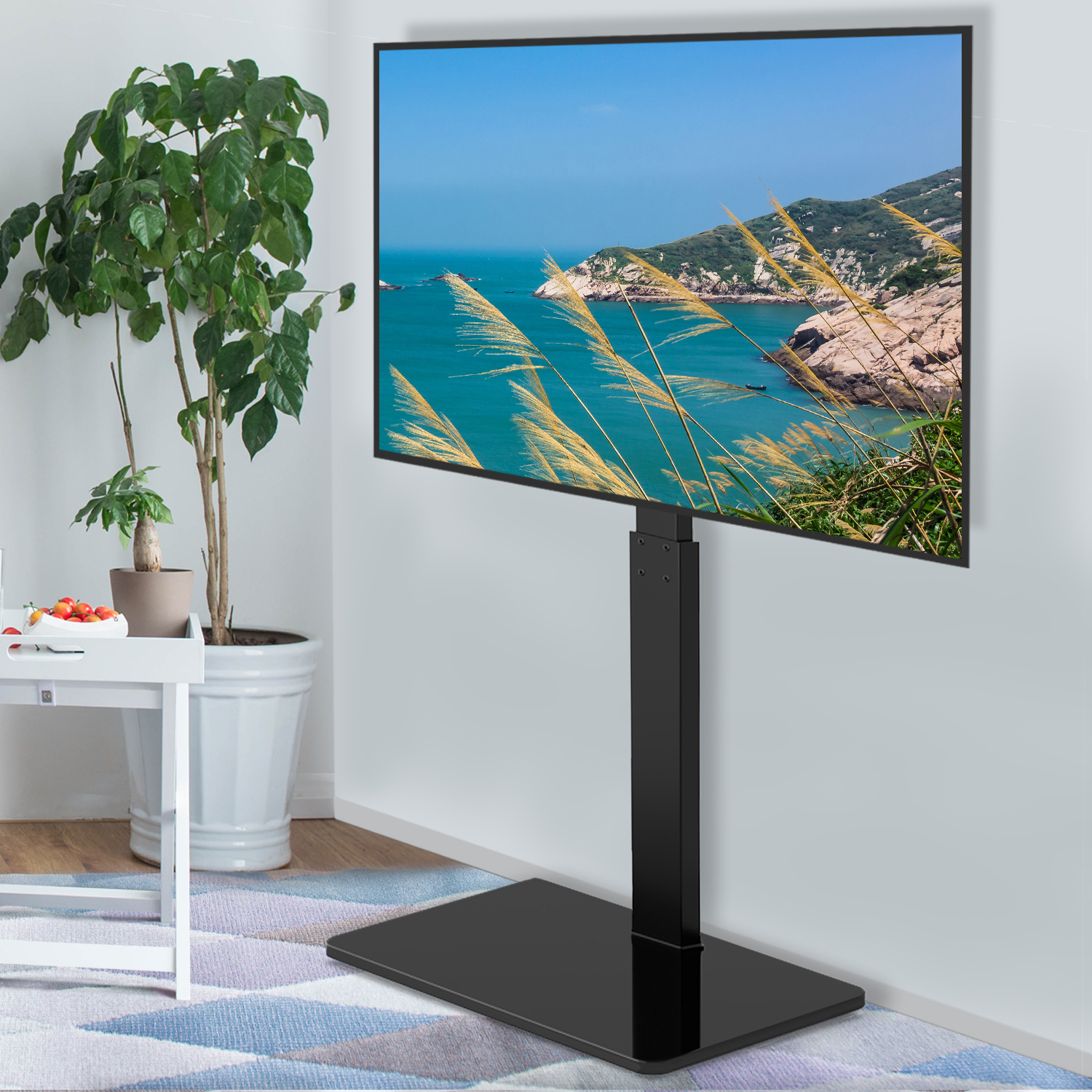 TAVR Modern Swivel Floor TV Stand Base for TVs up to 70 inch Black TV Mount - image 1 of 7