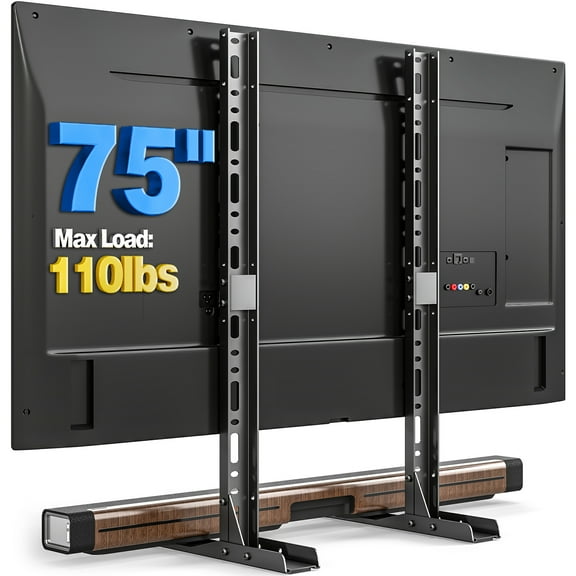 TAVR Furniture Table Top Universal TV Stand for 20-75 inch LCD LED Flat or Curved Screen TVs, Black