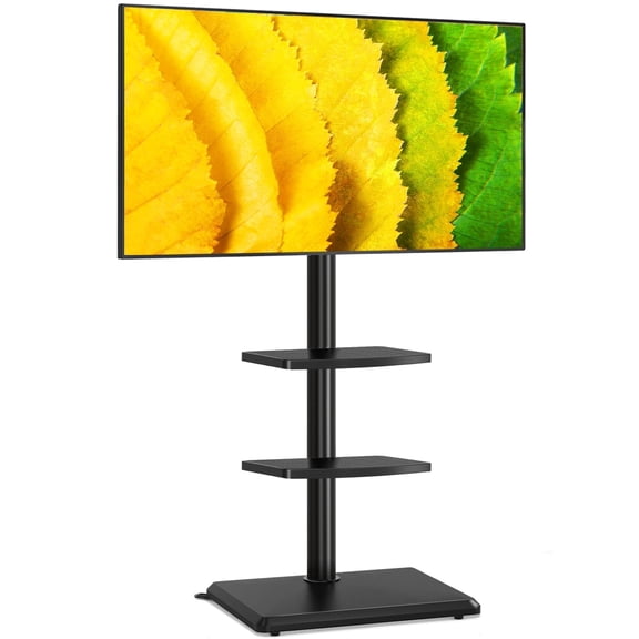 TAVR Furniture 32-60" Universal Floor TV Stand, Swivel Tilt Height Adjustable Corner Stand with Shelves