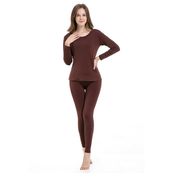 TAW Womens 2-Piece Ultra Soft Thermal Underwear Set Fleece Lined Shirt and Long John