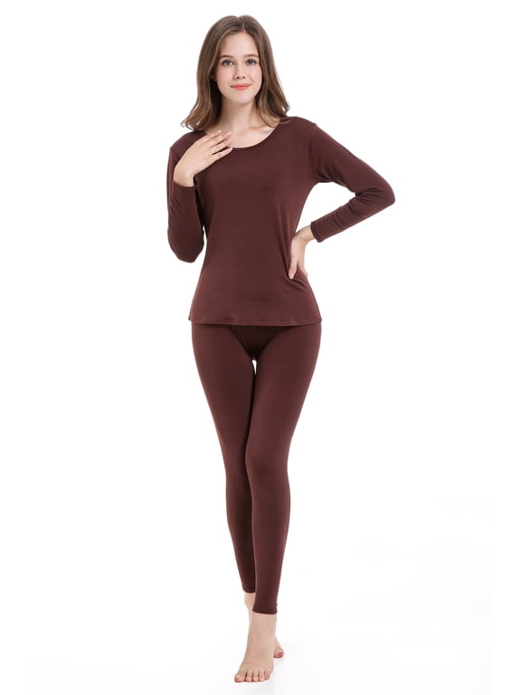 TAW Womens 2-Piece Ultra Soft Thermal Underwear Set Fleece Lined Shirt and Long John