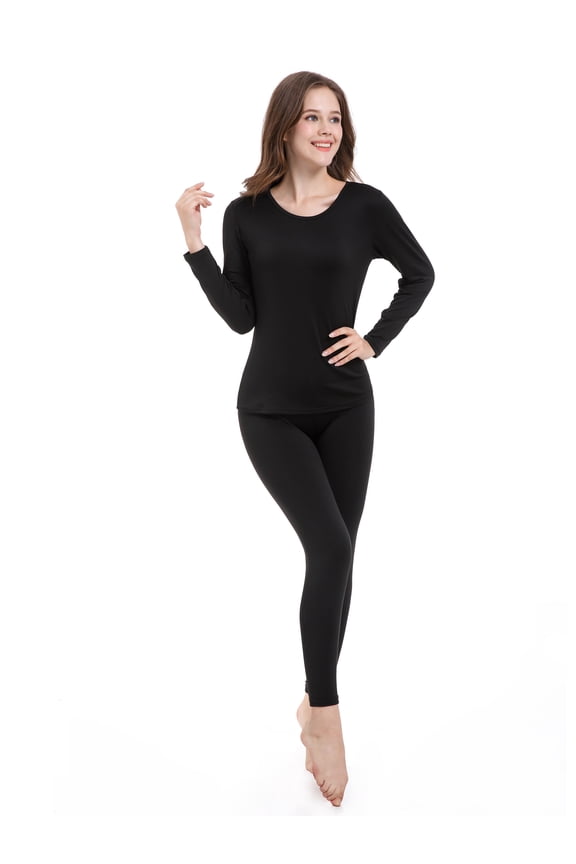 TAW Womens 2-Piece Ultra Soft Thermal Underwear Set Fleece Lined Shirt and Long John