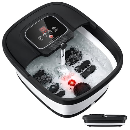 Tawom Collapsible Foot Spa with Heat, Muscle Roller, Bubble, Red Light, Temperature Control, Foot Bath Massager with 8 Shiatsu Massage Rollers, Pedicure Foot Basin, Foot Soak Tub for Relaxation