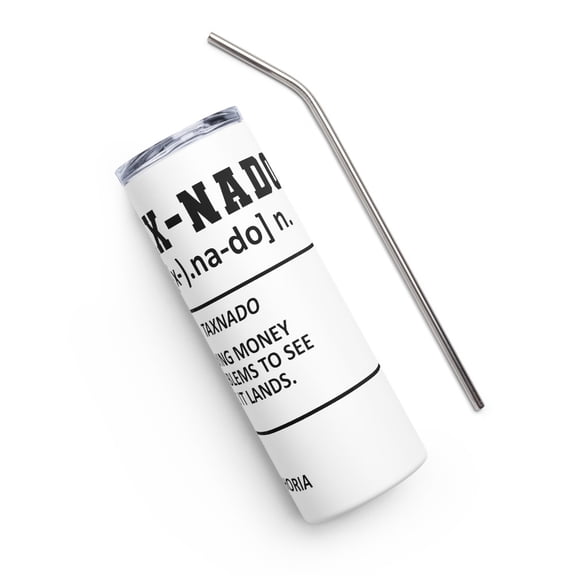 TAX-NADO Stainless Steel Tumbler – Premium Travel Cup with Metal Straw