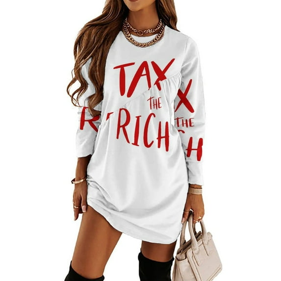 TAX THE RICH RED LETTERING Loose Dress Evening Dress Summer Dresses for Women Luxury Dress Long Sleeved Dress