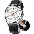 thumbnail image 1 of TAXAU Leather Mens Watches Mens Analog Quartz Watches White Dial Mens Watches Black Leather Band Watches Day Date Watches Men Waterproof Watches Mens Dress Watches Relojes Para Hombre, 1 of 9