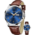 thumbnail image 1 of TAXAU Mens Brown Watches Brown Leather Strap Watch For Men Fashion Blue Dial Watches Men Calendar Watches Mens Analog Quartz Watches Waterproof Watches For Men Day Date Watches Men Wrist Watches, 1 of 11
