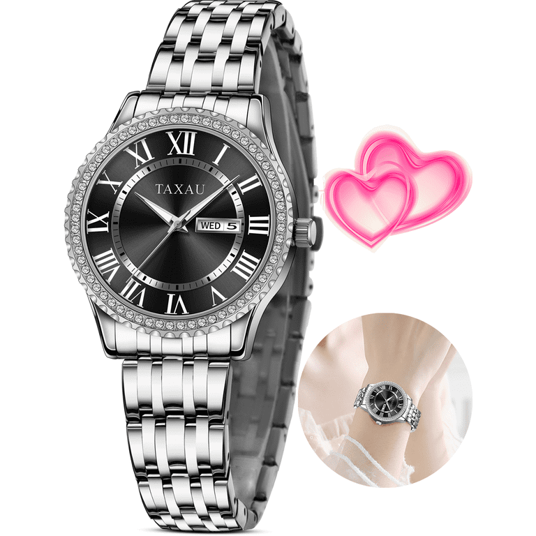 TAXAU Sliver Womens Watches Small Black Face Watches For  display picture 2