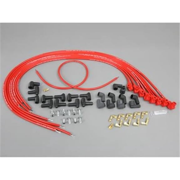 TAYLOR CABLE 73251 90 Degree Red Spiro-Pro Universal Spark Plug Wire Set - Red - 8mm