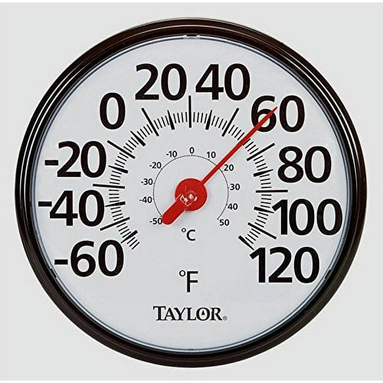TAYLOR Large 13.5 EASY TO READ In/Outdoor Black Dial Thermometer F/C New!  #6700 