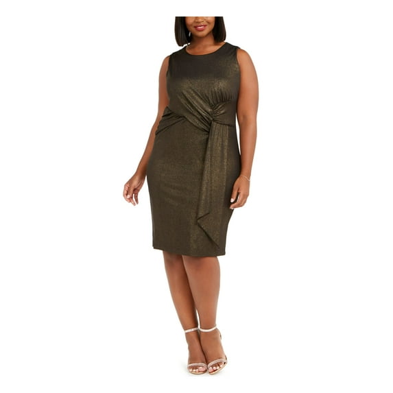 TAYLOR Womens Black Knee Length Sheath Cocktail Dress Plus Size: 18W Plus