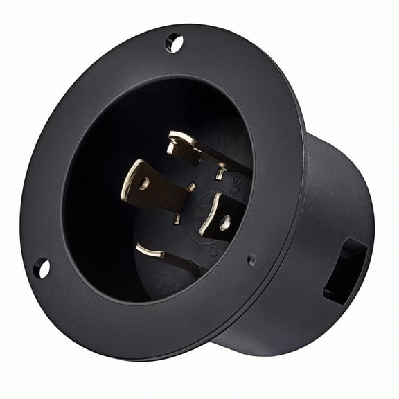 TAYMATIC Generator Inlet Plug, 30A 125/250V, NEMA L14-30 4-Prong Locking Flanged Receptacle with Dust Cover, Industrial Grade, Black