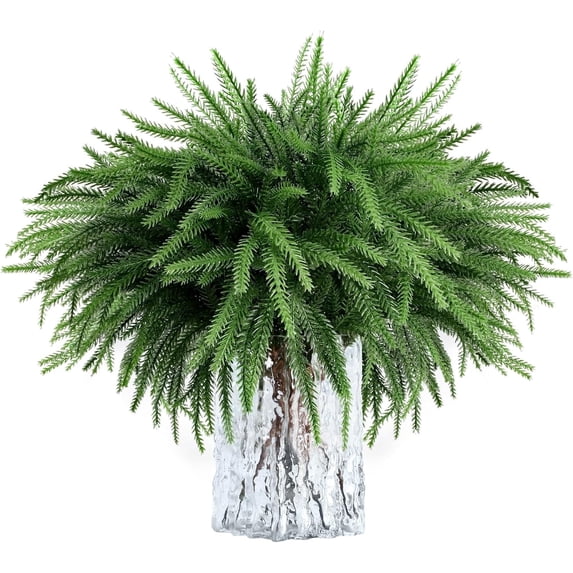 18" Christmas Norfolk Pine Branches Artificial Norfolk Pine Stem DIY Wreaths Home Decor 12pcs