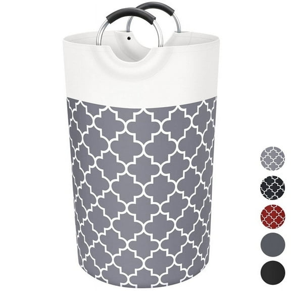 Large Laundry Hamper With Long Reinforced Handles, Collapsible Freestanding Clothes Hamper, Basket for Bedroom Bathroom Storage Containers for Home