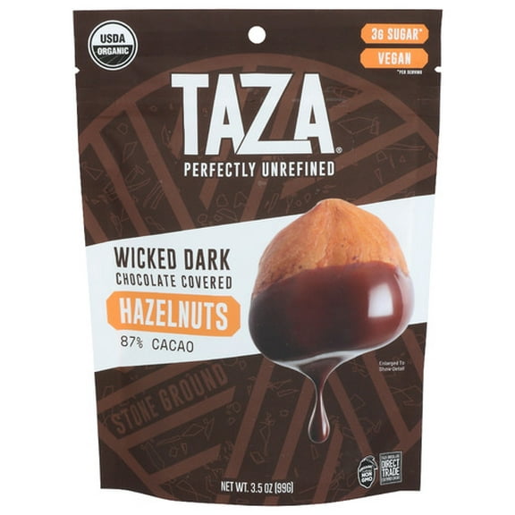 TAZA Chocolate Hazelnuts Dark Chocolate Wicked Organic 3.5 oz (Pack of 12)