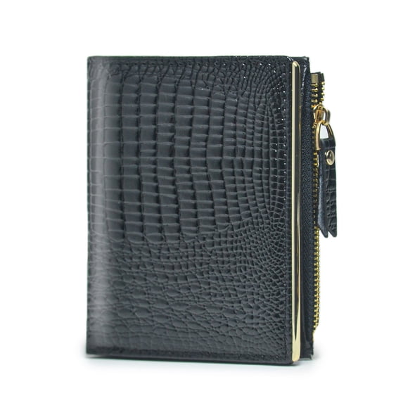 TAZAG 2026 New Women's Crocodile Pattern Leather Wallet Multifunctional Short Patent Leather ID Bag Card Holder