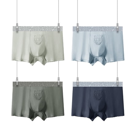 TAZAG 4 PCS Men's Pure Cotton Boxers — Breathable, Loose-Fit Trunks with Antibacterial Crotch
