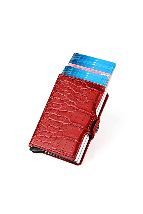 Anti theft brush aluminum alloy card bag, automatic bounce card RFID metal card box, double box anti magnetic wallet card clip