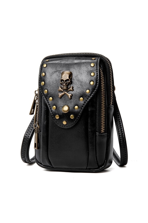 European and American style men's personalized rivet waist bag texture small women's shoulder crossbody bag outdoor travel mobile phone bag