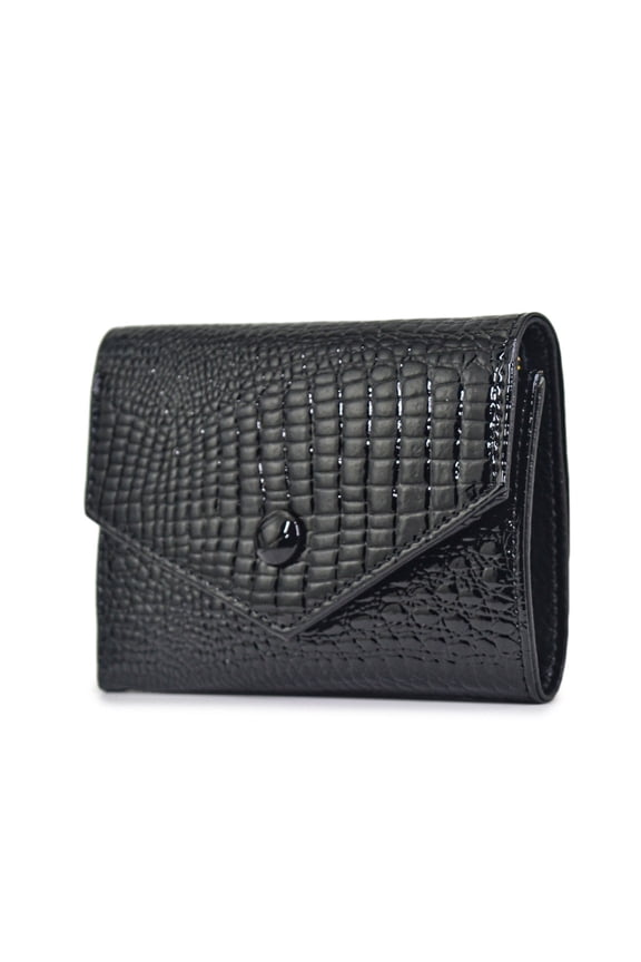 European and American women's genuine leather wallet crocodile pattern three-fold wallet short simple envelope cowhide coin bag coin bag