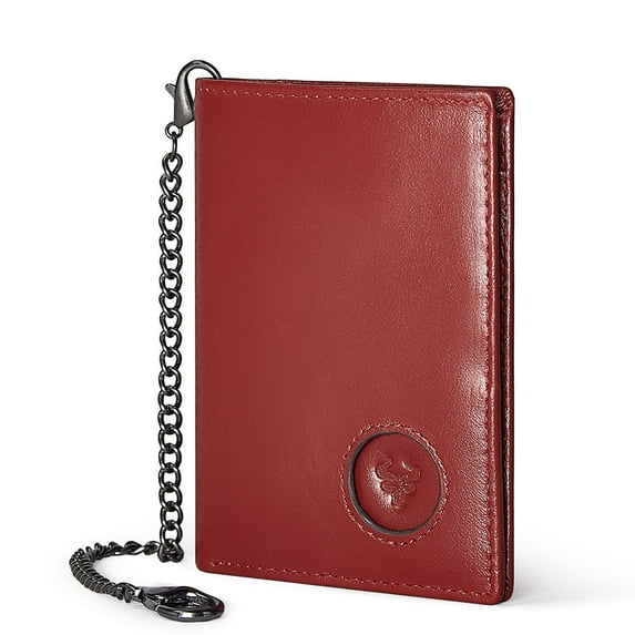 TAZAG Genuine Leather Wallet With Airtag Tracker Hole Head Layer Cowhide RFID Pull-out Card Holder