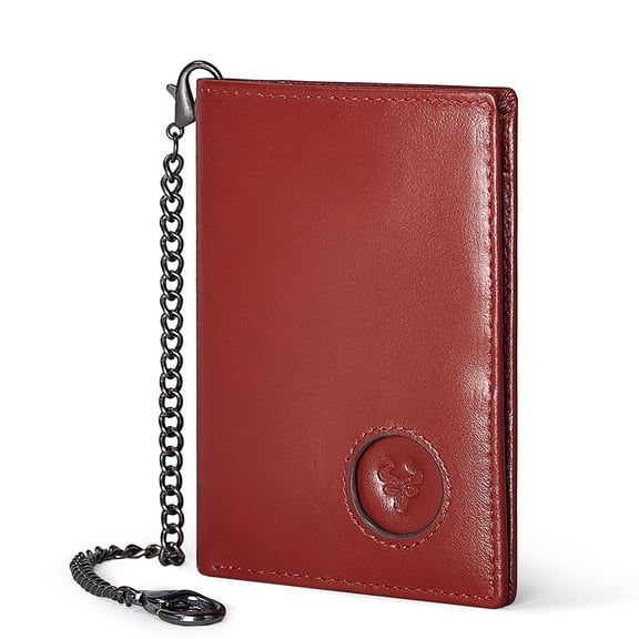 TAZAG Genuine Leather Wallet With Airtag Tracker Hole Head Layer Cowhide RFID Pull-out Card Holder