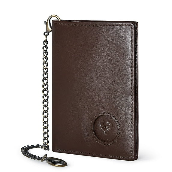 TAZAG Genuine Leather Wallet With Airtag Tracker Hole Head Layer Cowhide RFID Pull-out Card Holder