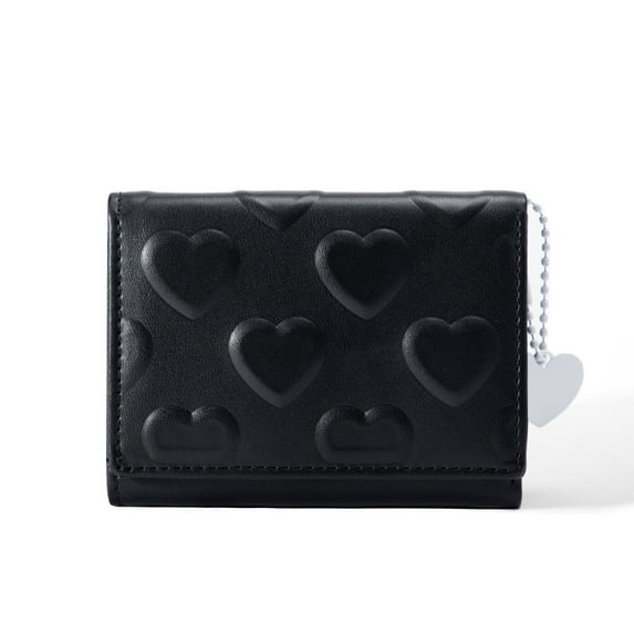 TAZAG Girls Short Wallet Fashion Personalized Embossed Love Pendant Student Money Clip