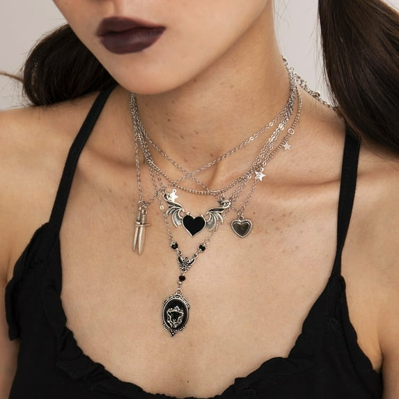 TAZAG Gothic Halloween Banquet Party Hollow Skull Flower Necklace Niche Textured Ladies Jewelry