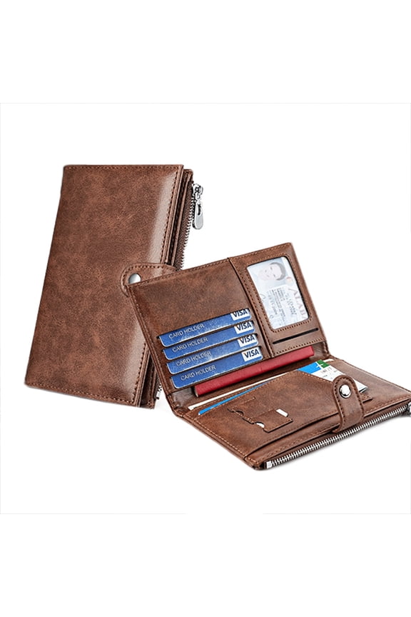 Long wallet with multiple card slots, RFID anti-demagnetization card holder, zipper wallet for passport
