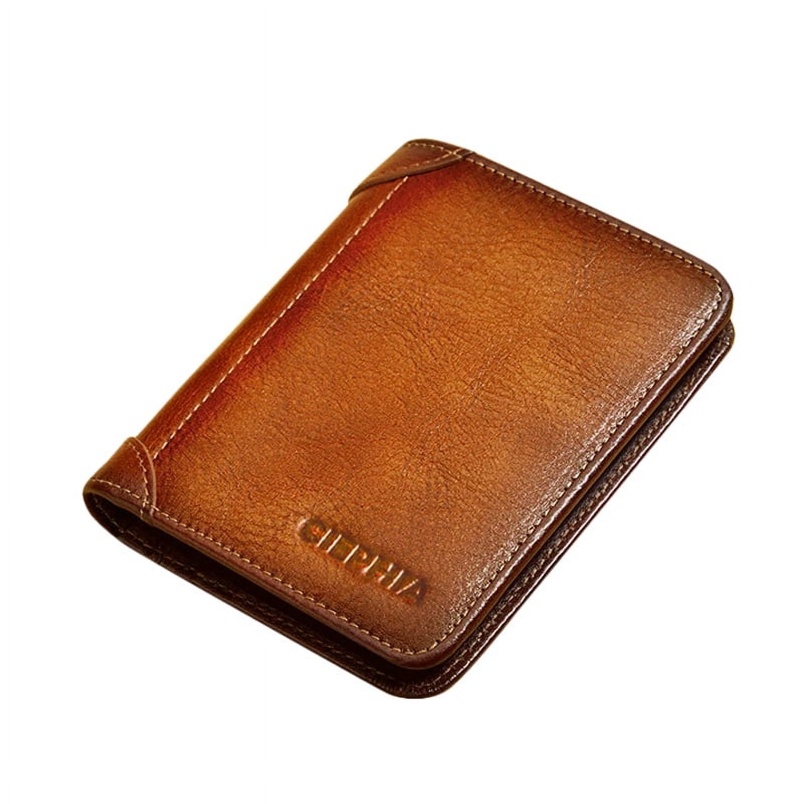 RFID Men’s Genuine Full Grain Cowhide Hunter Leather Slim Wallet