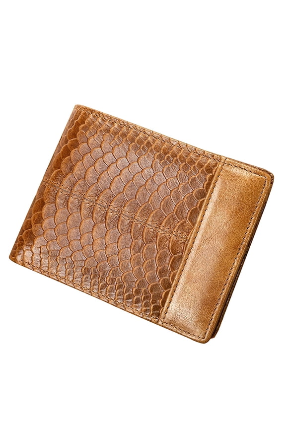 Men's Genuine Leather Simple Bi-fold Wallet Anti-theft RFID Card Holder