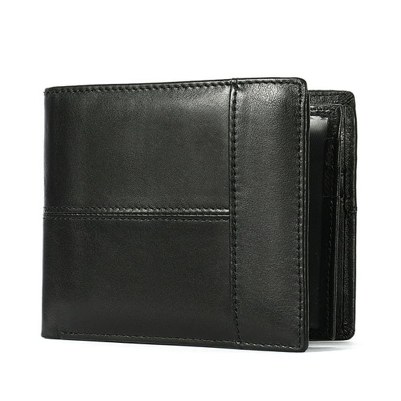 TAZAG Men's Genuine Leather Simple Bi-fold Wallet Anti-theft RFID Card Holder