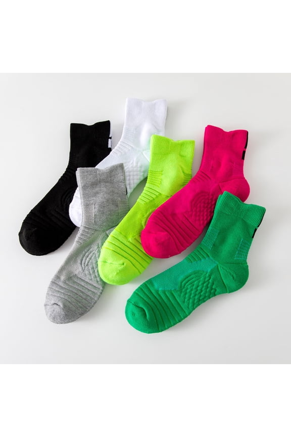 Men's and Women's Sports Socks Towel Bottom Mid-Tube Socks Autumn and Winter Solid Color Basketball Socks Thickened Terry Socks