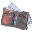 thumbnail image 1 of TAZAG Oil Leather Women's Short Wallet Zipper Coin Bag Hollow Multi-Function Card Holder, 1 of 8
