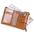 thumbnail image 1 of TAZAG Oil Leather Women's Short Wallet Zipper Coin Bag Hollow Multi-Function Card Holder, 1 of 8