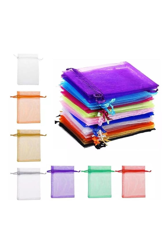 Organza drawstring bag, wedding candy, jewelry mesh bag, suitable for decoration, festivals, wedding parties, gifts, candy toys, cosmetic bags (mixed colors)