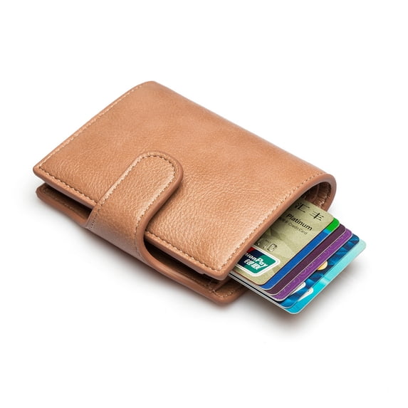 TAZAG RFID anti-theft brush wallet multi-functional buckle for men's wallet card holder wallet,Pink,New