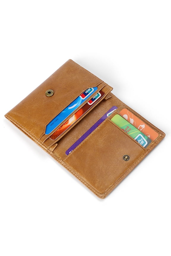 RFID genuine leather bi-fold ID card/business credit card holder waxed leather business card holder