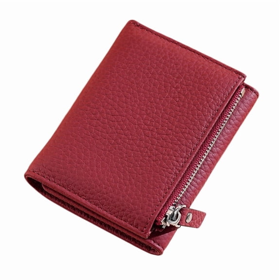 TAZAG RFID women's genuine leather wallet card holder all-in-one multi-functional cowhide card holder zipper coin bag