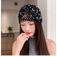 thumbnail image 1 of TAZAG Retro Elegant Sequin Flower Knitted Head Hat Women's Thin Breathable Hollow Knitted Head Hat, 1 of 4