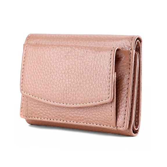 TAZAG Women's Genuine Leather RFID Blocking Wallet, Simple Trifold Small Wallet with Coin Pocket
